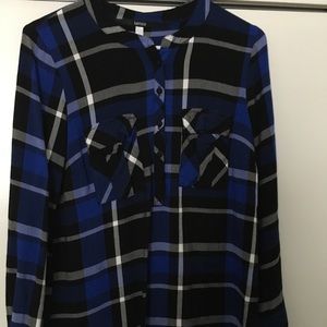 Black and blue plaid shirt
